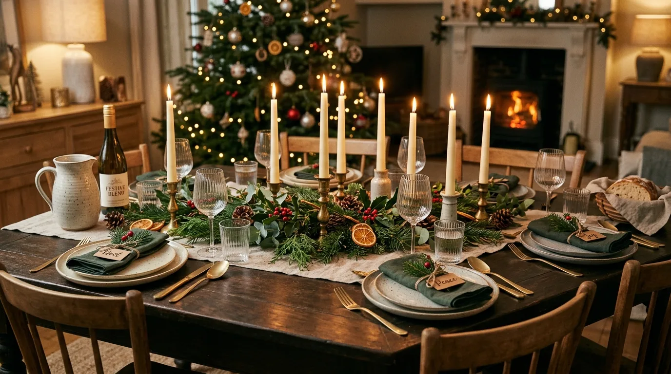 Let the linens feel luxurious enough to anchor the whole table inspiration for a holiday dining table.